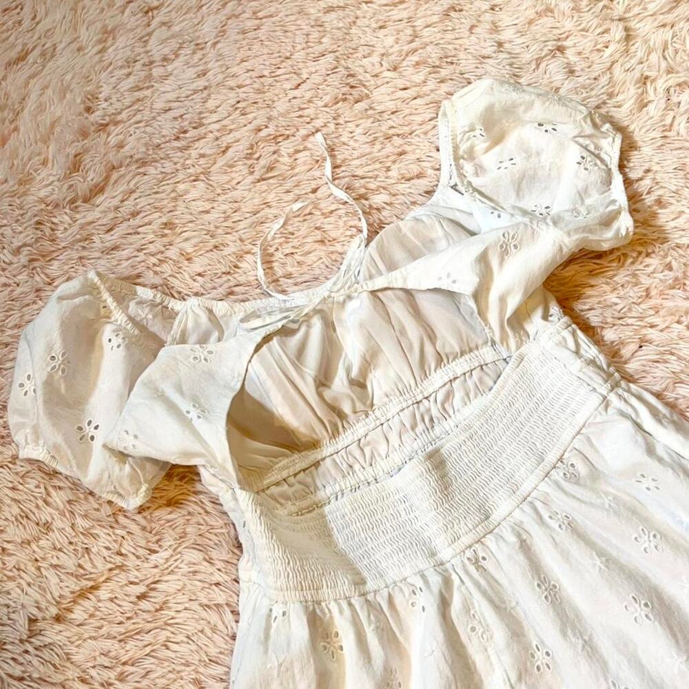 Hollister White Eyelet Coquette Twee Prairie Babydoll Open Tie‎ Back Dress - Picture 6 of 7